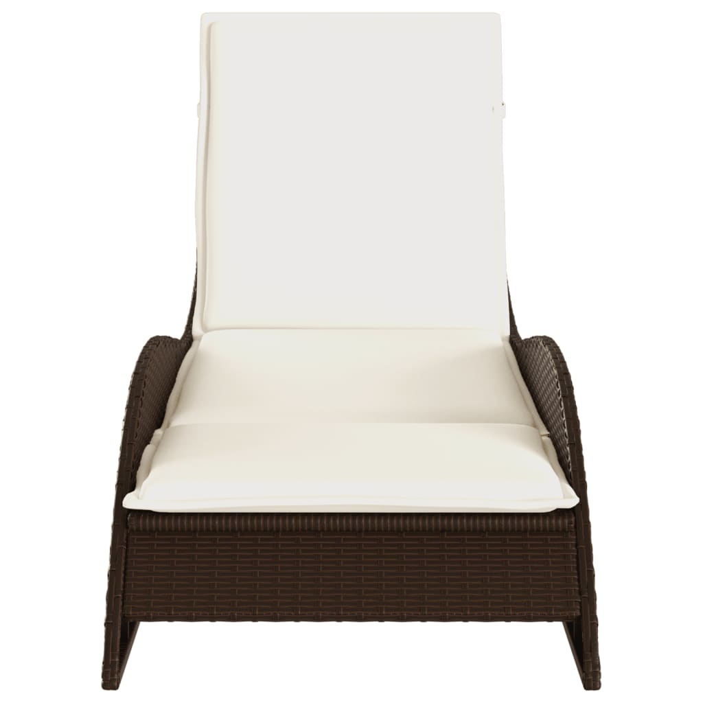 Sonnenliege mit Auflage Braun 60x205x73 cm Poly Rattan