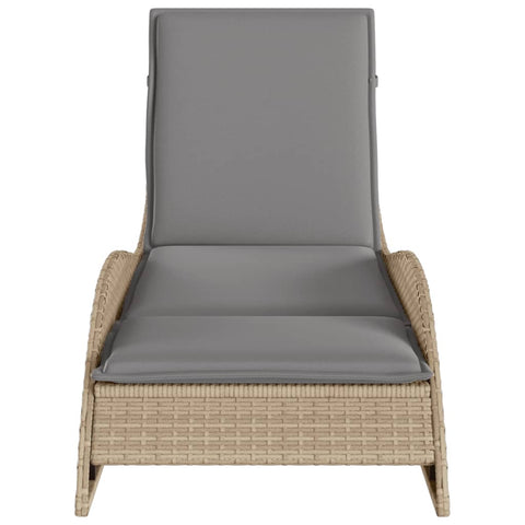 Sonnenliege mit Auflage Beige 60x205x73 cm Poly Rattan