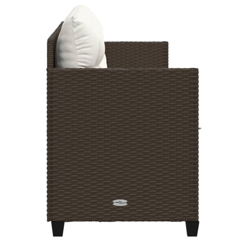 Sonnenliege mit Kissen Braun Poly Rattan