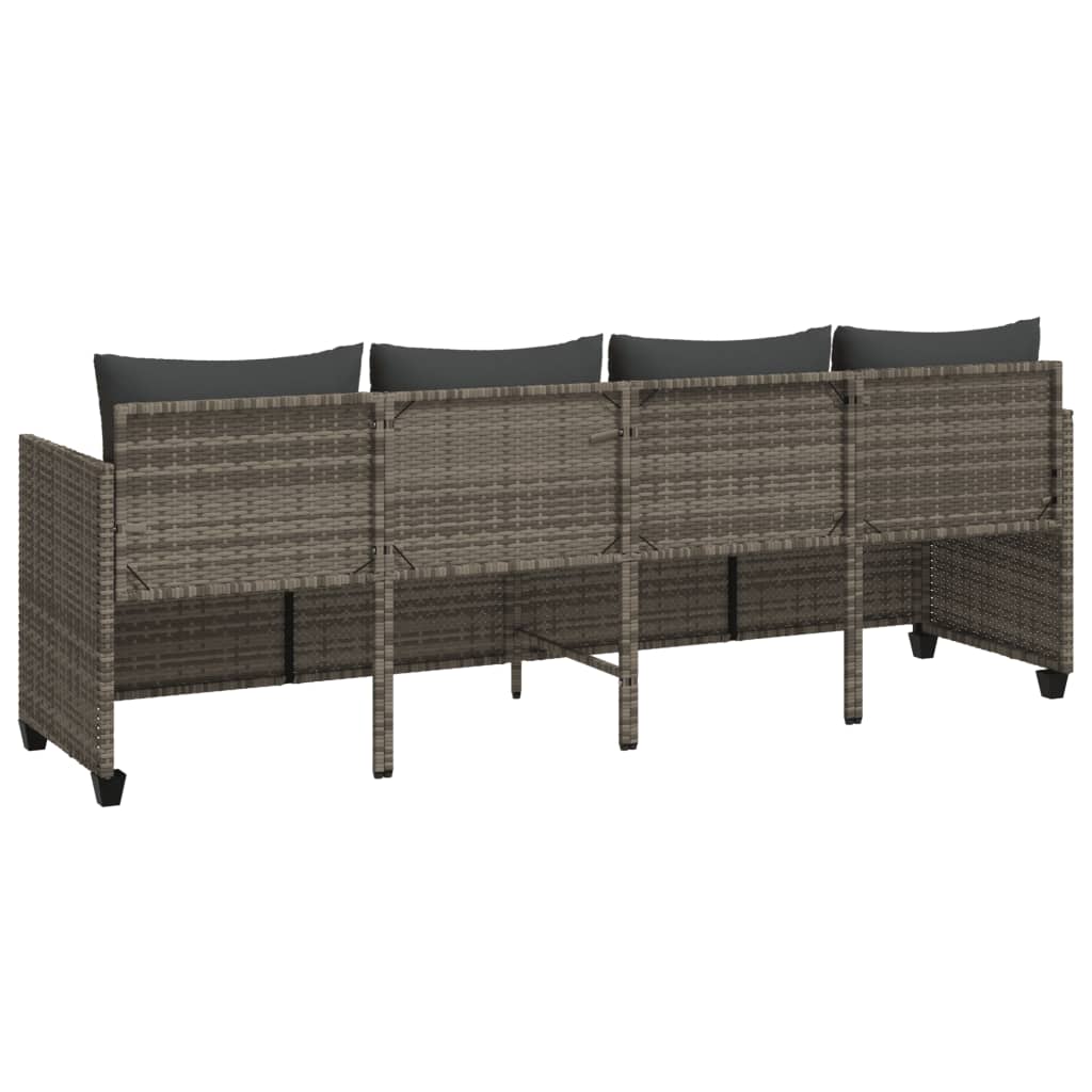 Sonnenliege mit Kissen Grau Poly Rattan