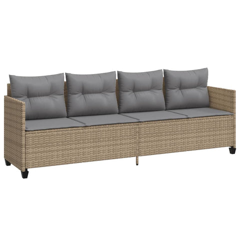 Sonnenliege mit Kissen Beige Poly Rattan