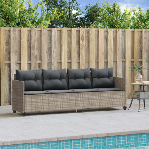 Sonnenliege mit Kissen Hellgrau Poly Rattan