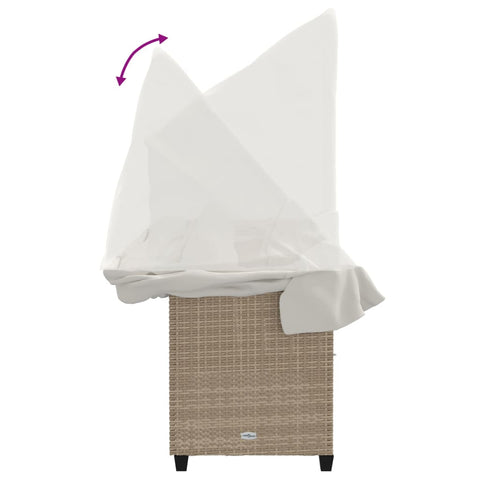 Sonnenliege mit Dach und Kissen Beige Poly Rattan