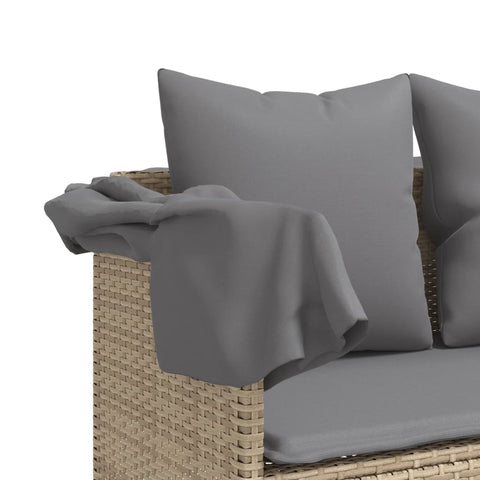 Sonnenliege mit Kissen Beige Poly Rattan