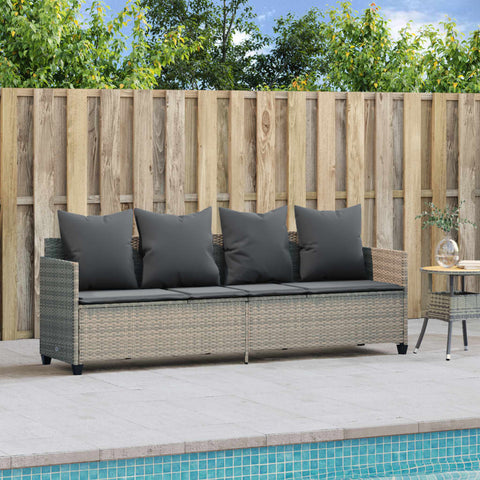 Sonnenliege mit Kissen Hellgrau Poly Rattan