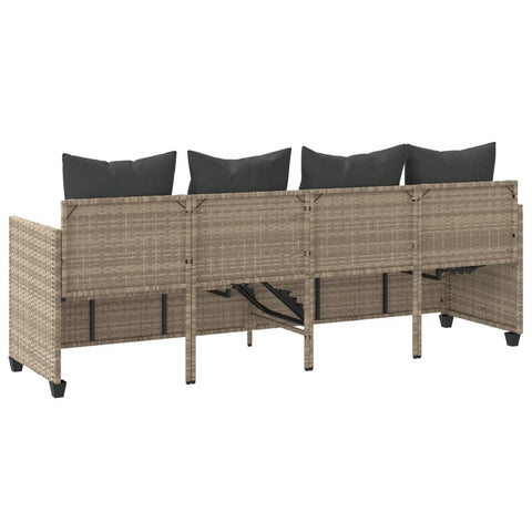 Sonnenliege mit Kissen Hellgrau Poly Rattan