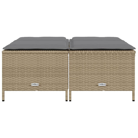 Gartenhocker mit Kissen 4 Stk. Beige Poly Rattan