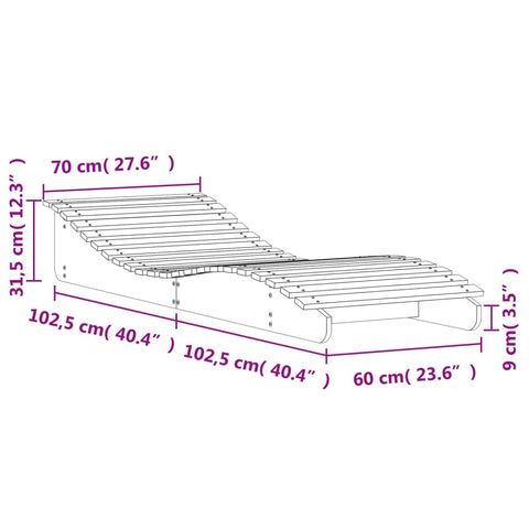 Sonnenliege 205x70x31,5 cm Massivholz Douglasie