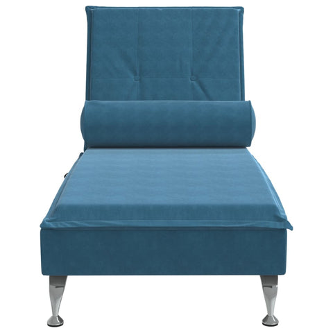 Massage-Chaiselongue mit Nackenrolle Blau Samt