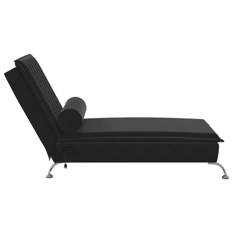 Massage-Chaiselongue mit Nackenrolle Schwarz Samt