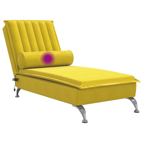 Massage-Chaiselongue mit Nackenrolle Gelb Samt