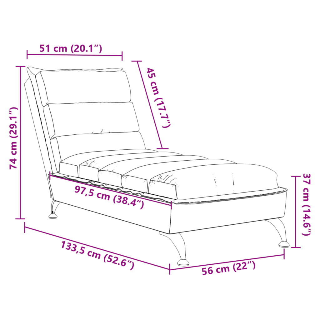 Chaiselongue mit Kissen Hellgrau Stoff