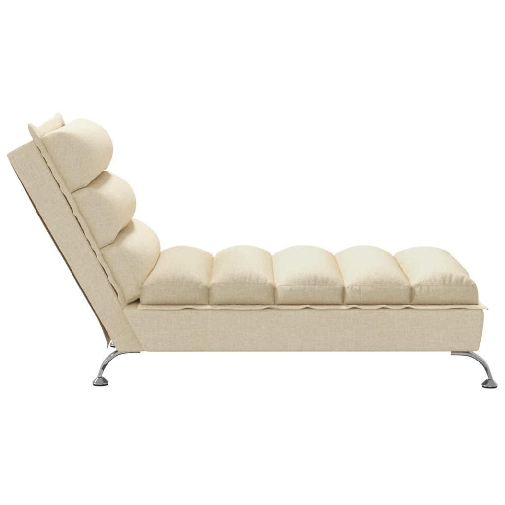 Chaiselongue mit Kissen Creme Stoff