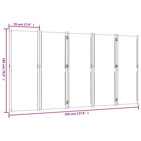 5-tlg. Paravent Dunkelblau 350x180 cm