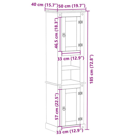 Badschrank Corona 50x40x185 cm Massivholz Kiefer