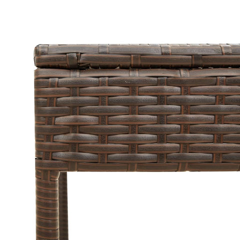 Sonnenliege mit Dach und Tisch Braun Poly Rattan