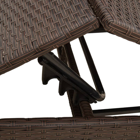 Sonnenliege mit Auflage Braun Poly Rattan