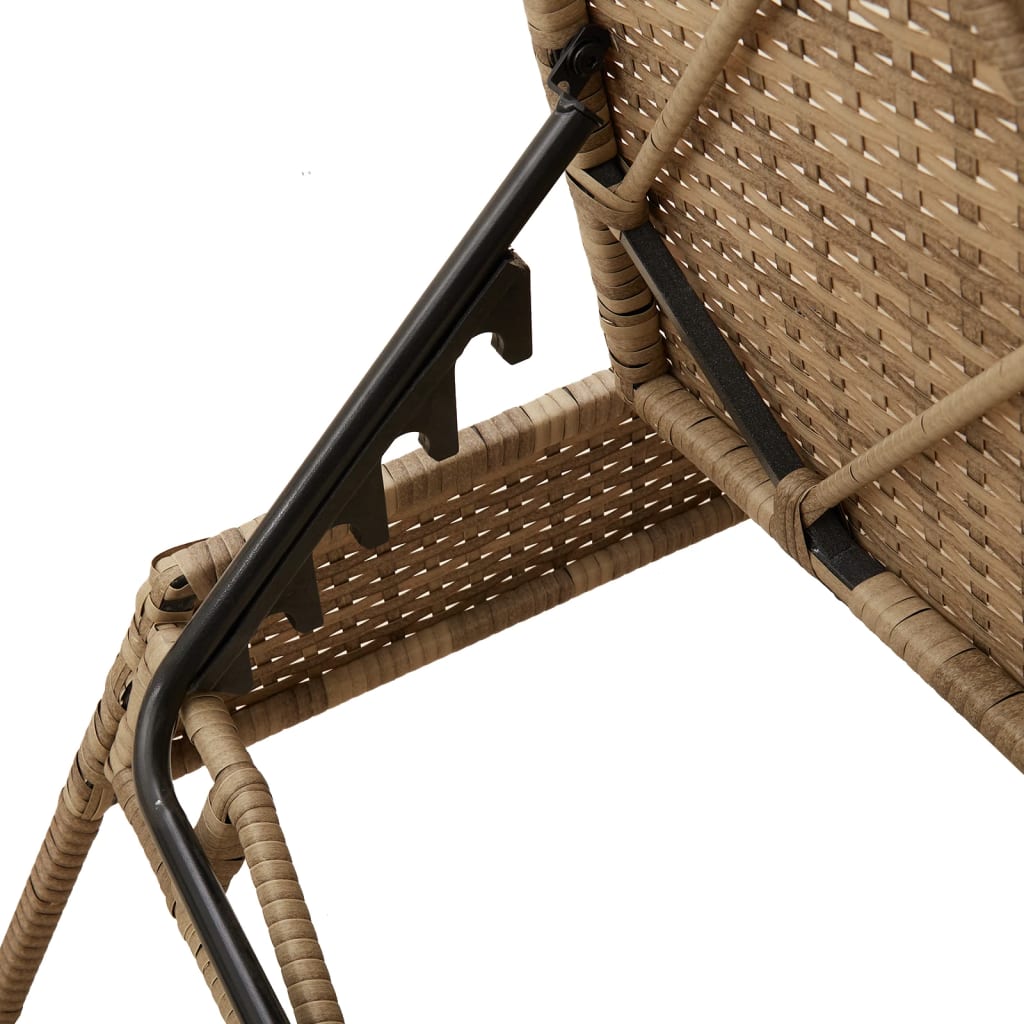 Sonnenliege mit Auflage Beige Poly Rattan