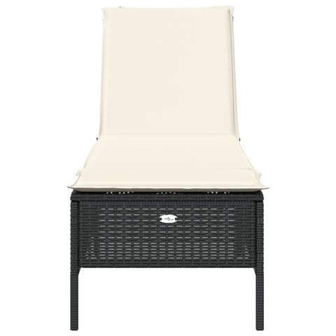 Sonnenliege mit Auflage Schwarz Poly-Rattan