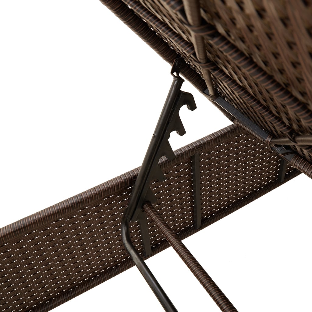 Sonnenliege mit Auflage Braun Poly Rattan