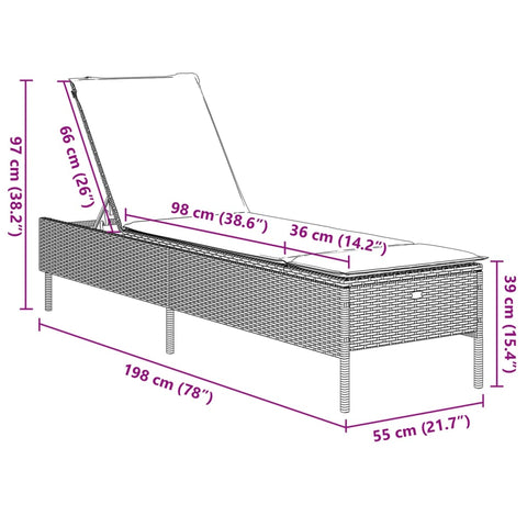 Sonnenliege mit Auflage Beige Poly Rattan