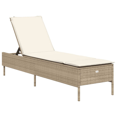 Sonnenliege mit Auflage Beige Poly Rattan