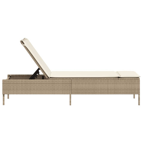 Sonnenliege mit Auflage Beige Poly Rattan