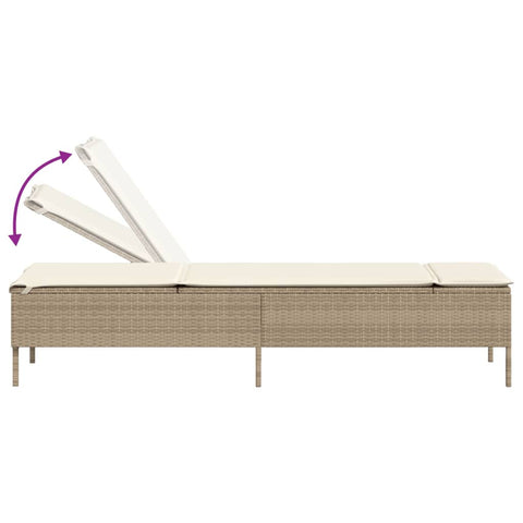 Sonnenliege mit Auflage Beige Poly Rattan