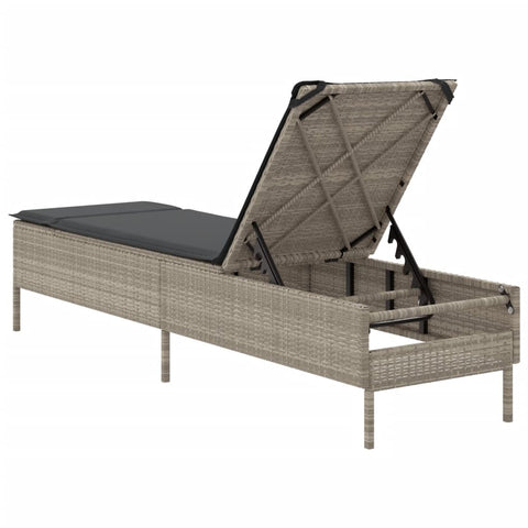 Sonnenliege mit Auflage Hellgrau Poly Rattan