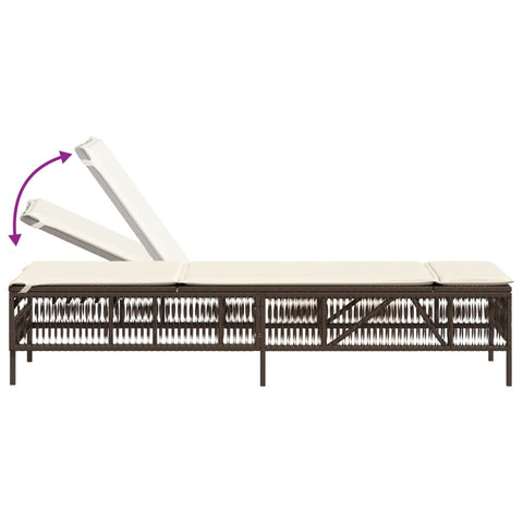 Sonnenliege mit Auflage Braun Poly Rattan