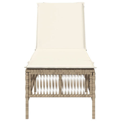 Sonnenliege mit Auflage Beige Poly Rattan