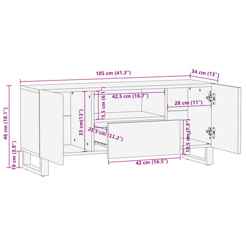 TV-Schrank 100x34x46 cm Massivholz Akazie