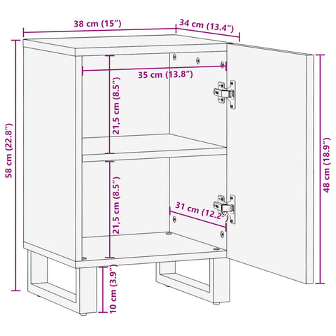 Badschrank 38x34x58 cm Massivholz Akazie