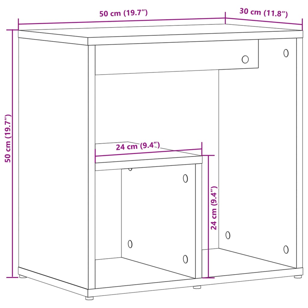 Beistelltisch Betongrau 50x30x50 cm Holzwerkstoff