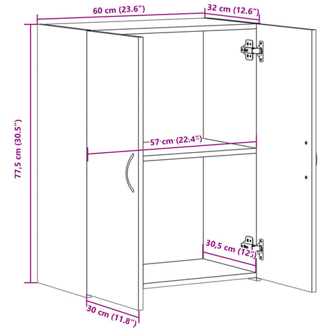 Aktenschrank Betongrau 60x32x77,5 cm Holzwerkstoff