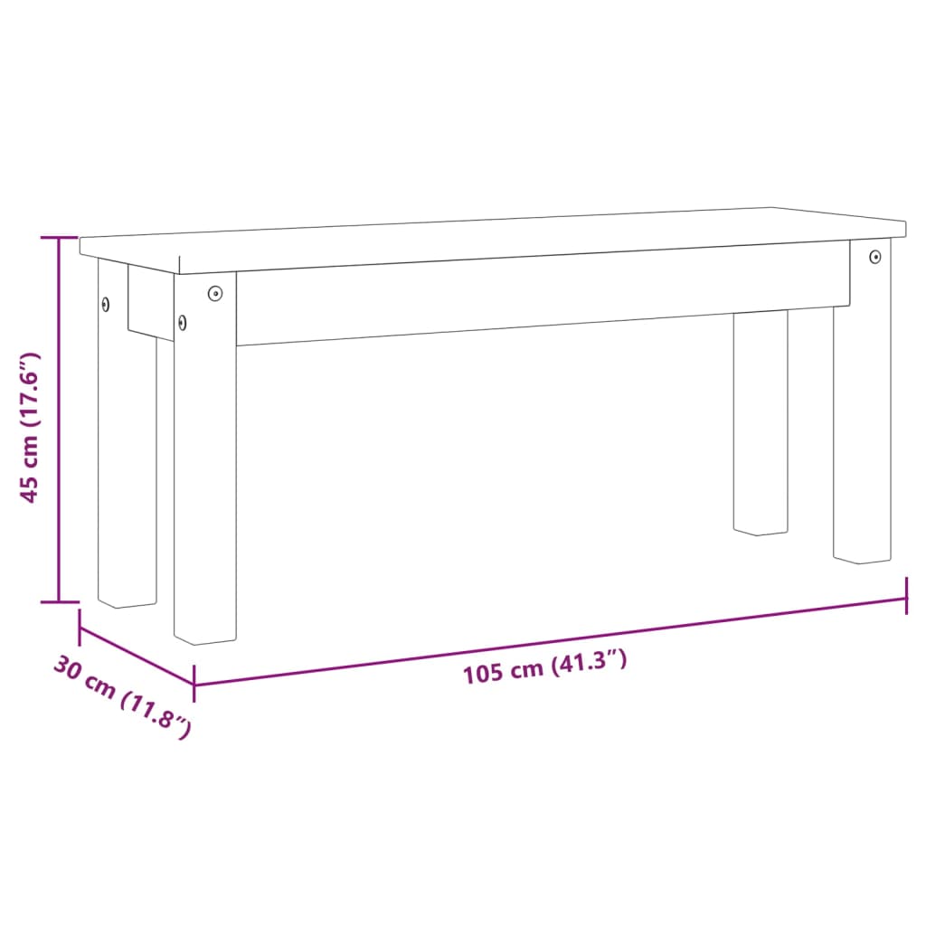 Essbank Panama 105x30x45 cm Massivholz Kiefer