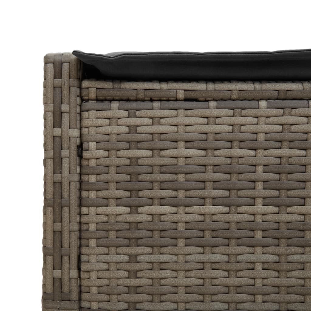 Doppel-Sonnenliege mit Kissen Grau Poly Rattan