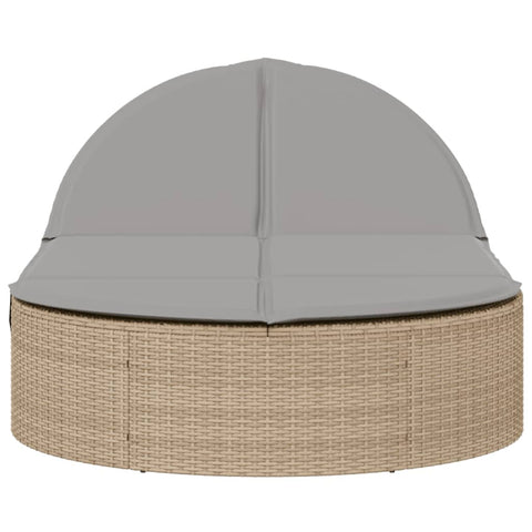 Doppel-Sonnenliege mit Auflagen Beige Poly Rattan