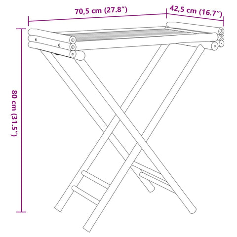 Tabletttisch Klappbar 70,5x42,5x80 cm Bambus