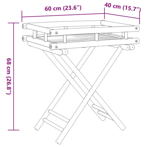 Tabletttisch Klappbar 60x40x68 cm Bambus