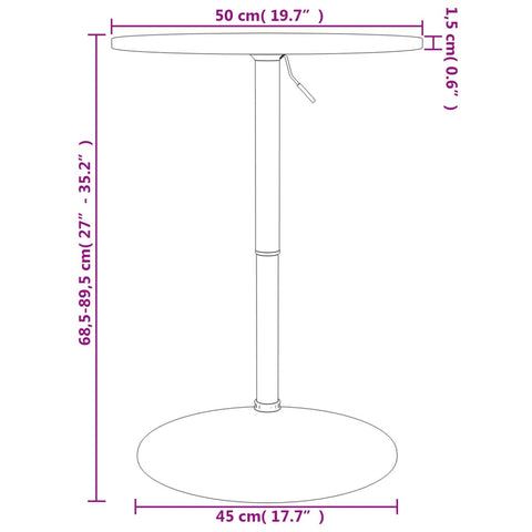 Bartisch Hellbraun Ø50x89,5 cm Massivholz Eiche