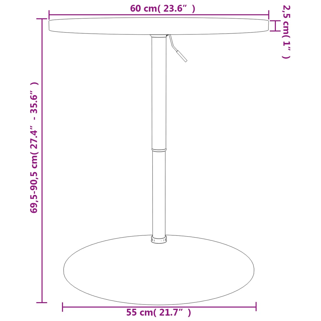 Bartisch Ø60x90,5 cm Massivholz Eiche