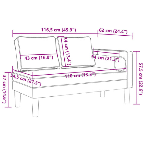 Chaiselongue mit Kissen Grau Kunstleder