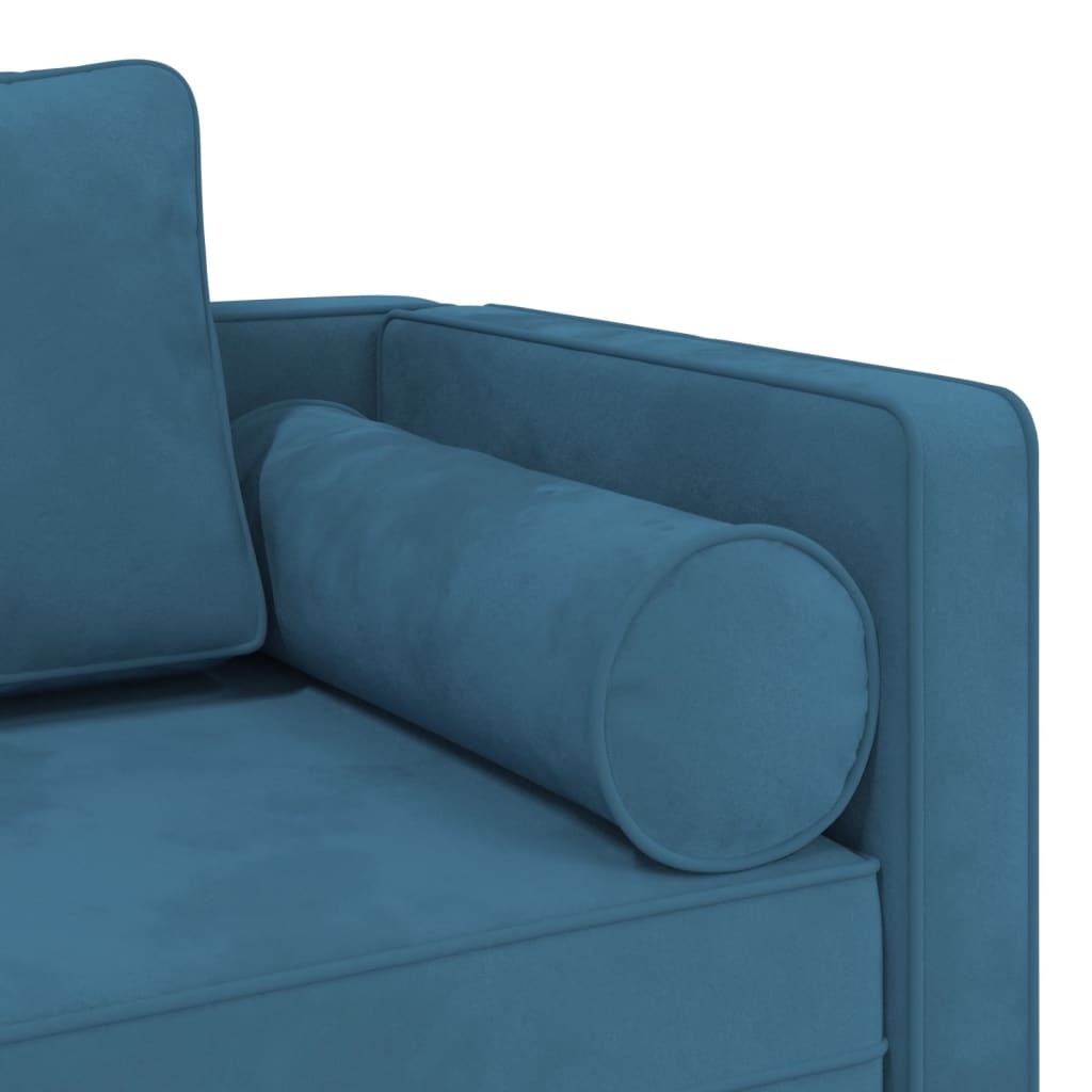 Chaiselongue mit Kissen Blau Samt