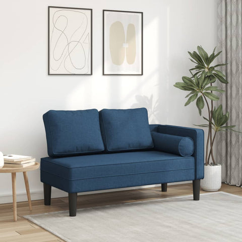 Chaiselongue mit Kissen Blau Stoff