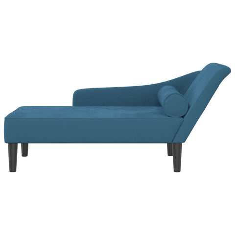 Chaiselongue mit Kissen Blau Samt