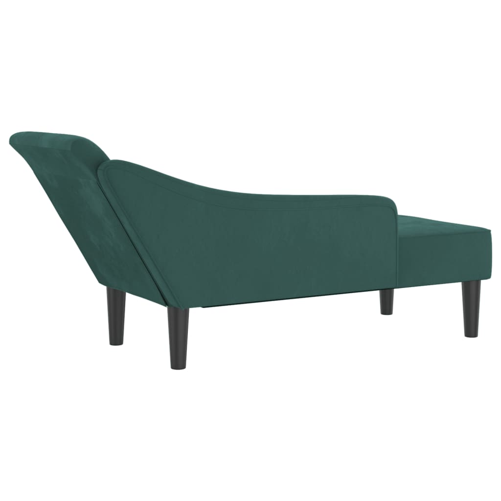 Chaiselongue mit Kissen Dunkelgrün Samt