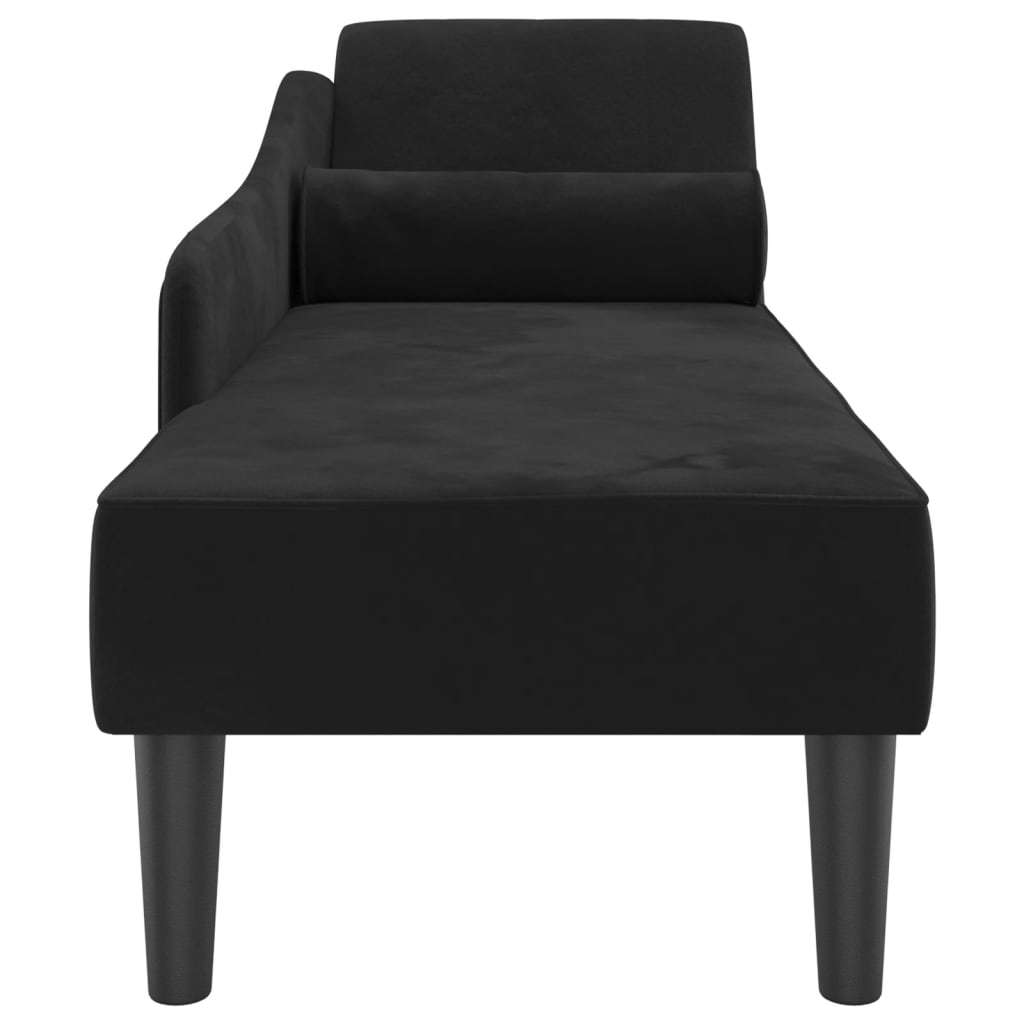 Chaiselongue mit Kissen Schwarz Samt