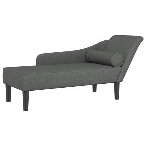 Chaiselongue mit Kissen Dunkelgrau Stoff