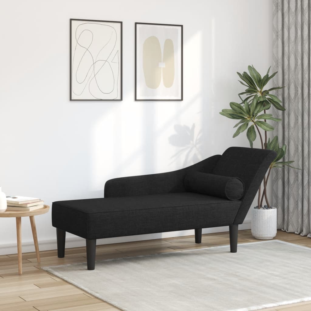 Chaiselongue mit Kissen Schwarz Stoff